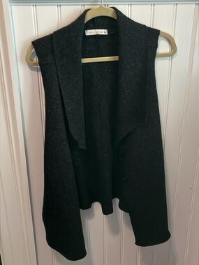 Cut Loose Wool Sweater Vest Cardigan Charcoal Gray Small